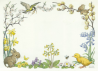 Postkaart Border design with rabbits duckling and birds (Molly Brett) 223