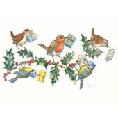 postkaart A Rabbit Carrying a Christmas Tree (Molly Brett) 092