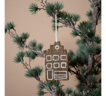 Sjaal met verhaal hanger gingerbread granchtenpand chocolade Sjaal met verhaal hanger gingerbread granchtenpand chocolade