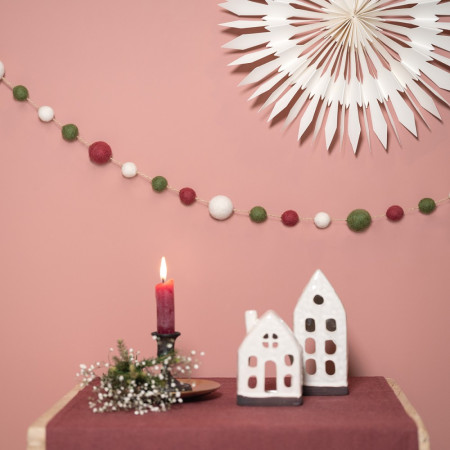 Sjaal met Verhaal viltslinger viltballetjes gingerbread