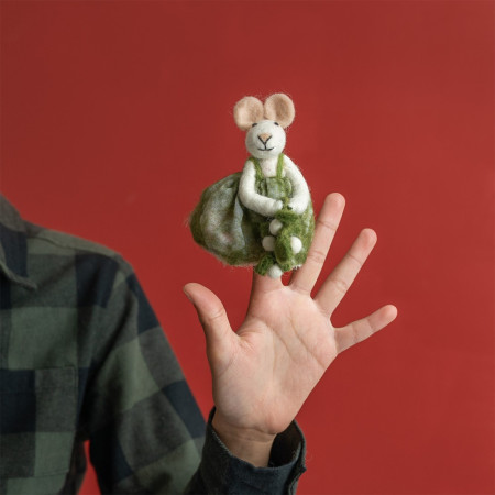 Sjaal met  verhaal vingerpopje bruin