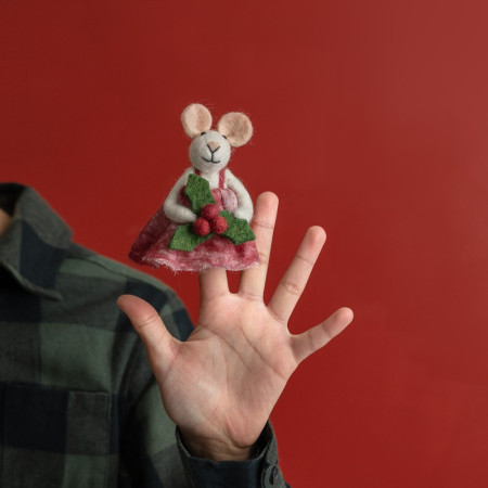 Sjaal met  verhaal vingerpopje muis met mistletoe