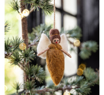 Sjaal met verhaal engeltje gingerbread bruin Sjaal met verhaal engeltje gingerbread bruin