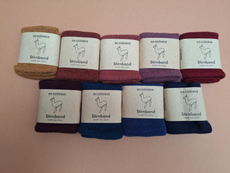 De Colores dubbel gebreide haarband van baby alpaca in kleur