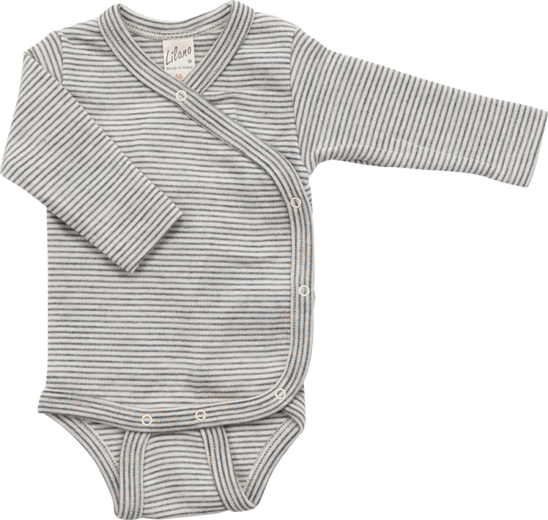 Lilano wool silk wrap around body grey striped