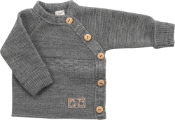 Lilano knitted woolen wrap around sweater grey