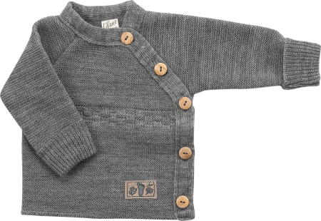 Lilano knitted woolen wrap around sweater grey