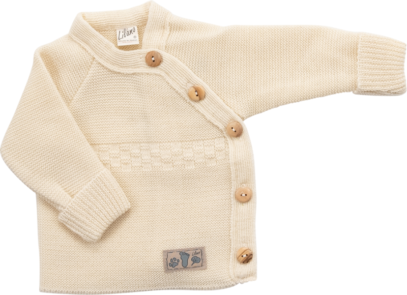 Lilano knitted woolen wrap around sweater natural