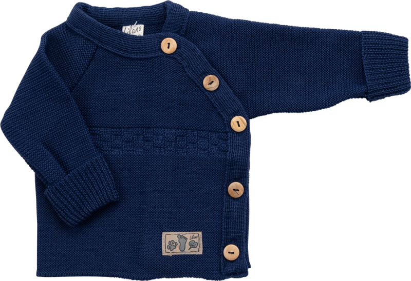 Lilano gebreid wollen wikkeltruitje navy