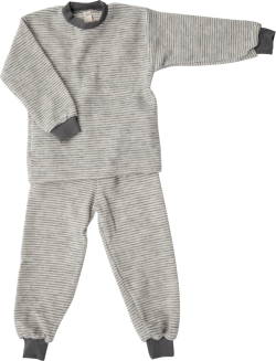 Lilano brushed woolen two piece pyjama  grey striped