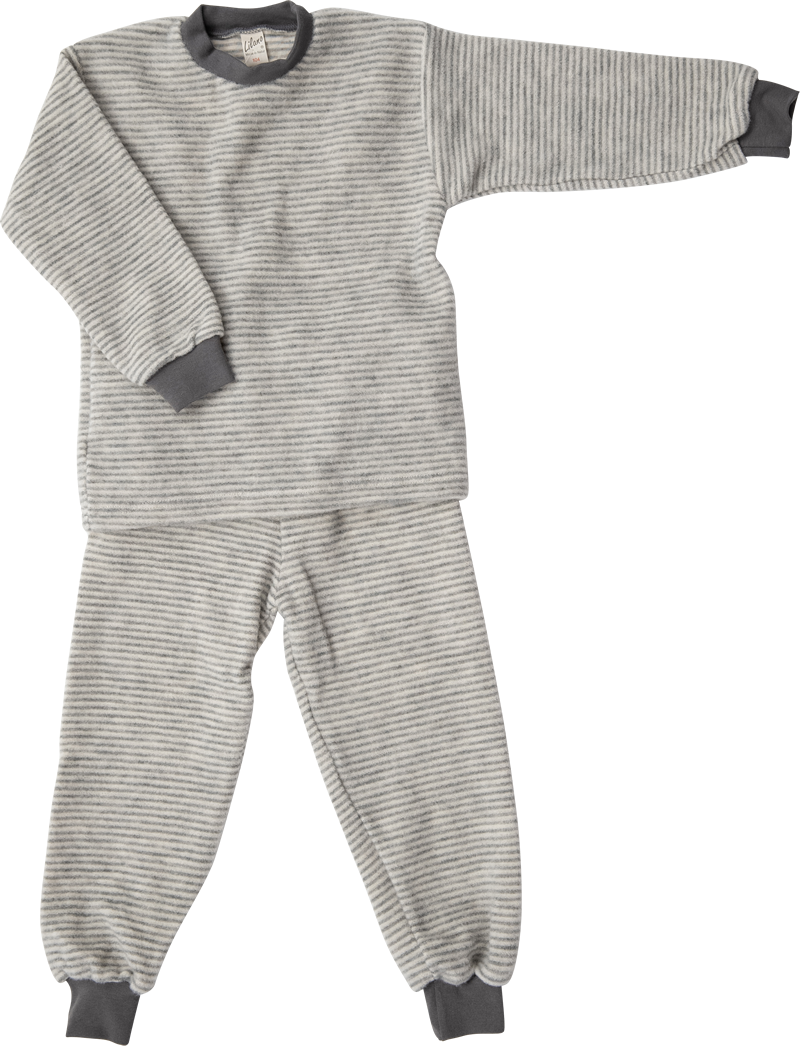 Lilano brushed woolen two piece pyjama  grey striped