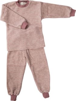 Lilano brushed woolen two piece pyjama  mauve striped