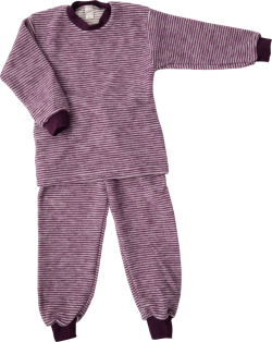Lilano tweedelige wol plush pyjama paars gestreept