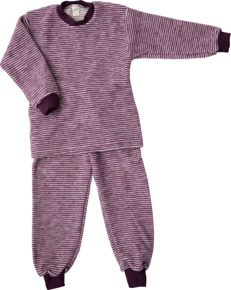 Lilano brushed woolen two piece pyjama  purple striped