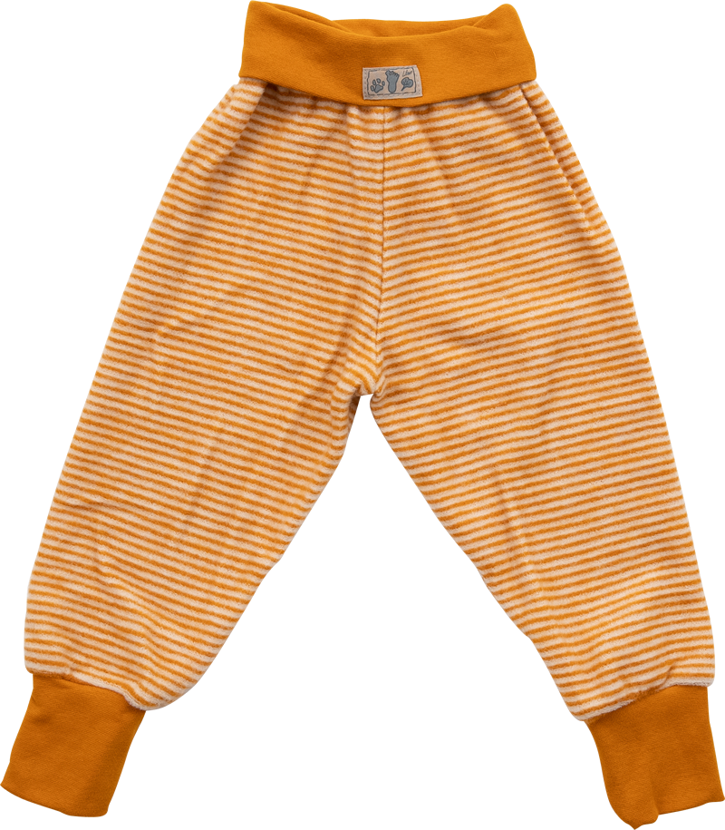 Lilano wolplush broek met boord paars gestreept