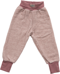 Lilano wolplush broek met boord paars gestreept