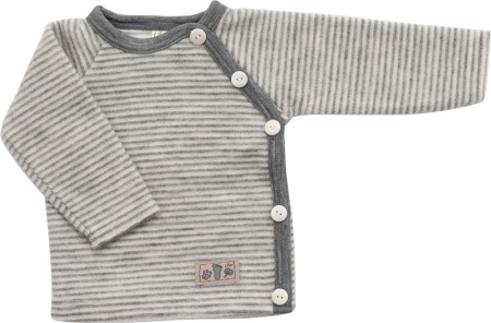 Lilano brushed woolen wrap around shirt grey striped
