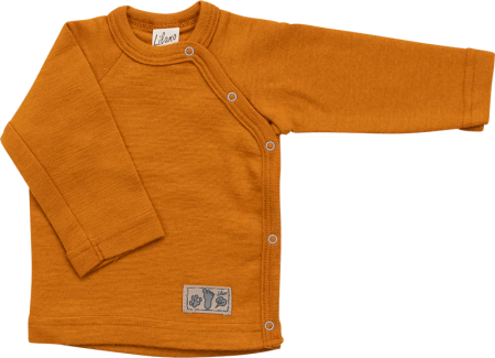 Lilano wool silk wrap around shirt Curry