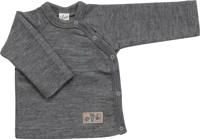 Lilano wolzijde wikkelshirt grijs