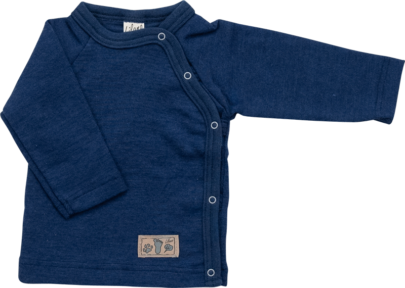 Lilano wool silk wrap around shirt navy