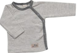 Lilano wolzijde wikkelshirt grijs gestreept