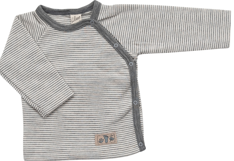 Lilano wolzijde wikkelshirt grijs gestreept