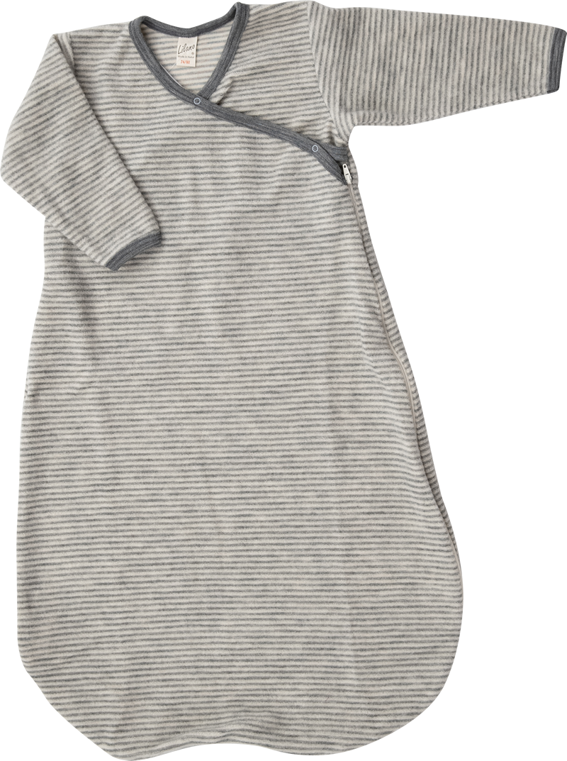 Lilano brushed woolen wrap around sleeping bag grey striped