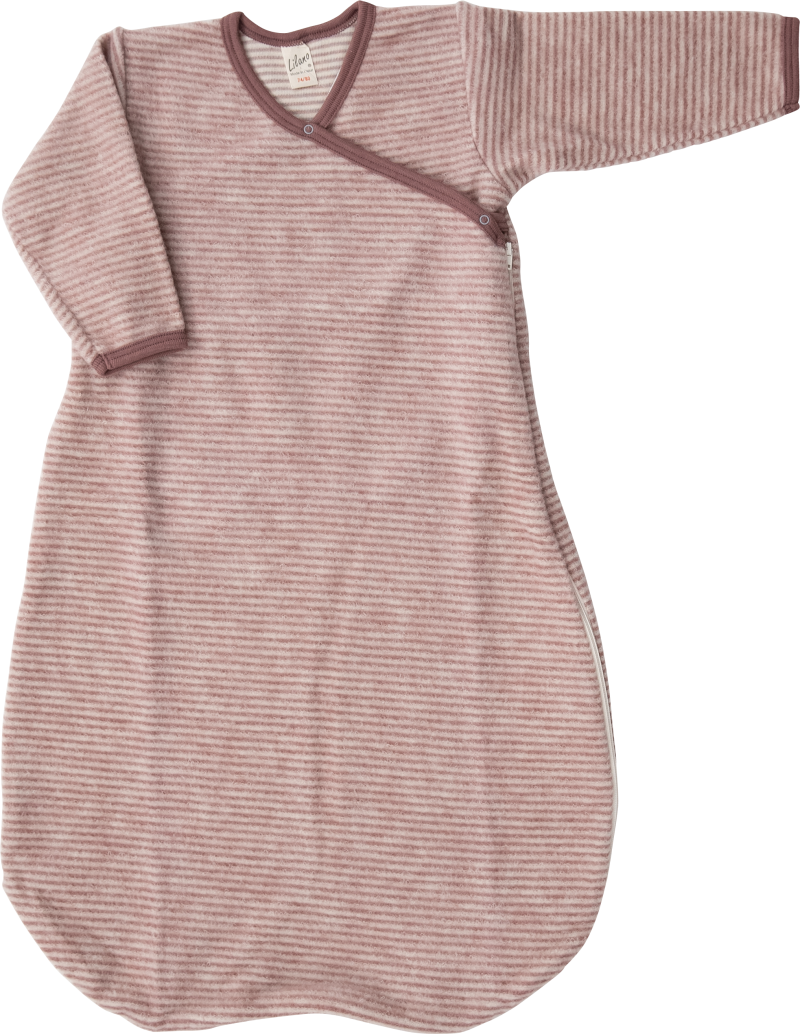 Lilano brushed woolen wrap around sleeping bag mauve striped