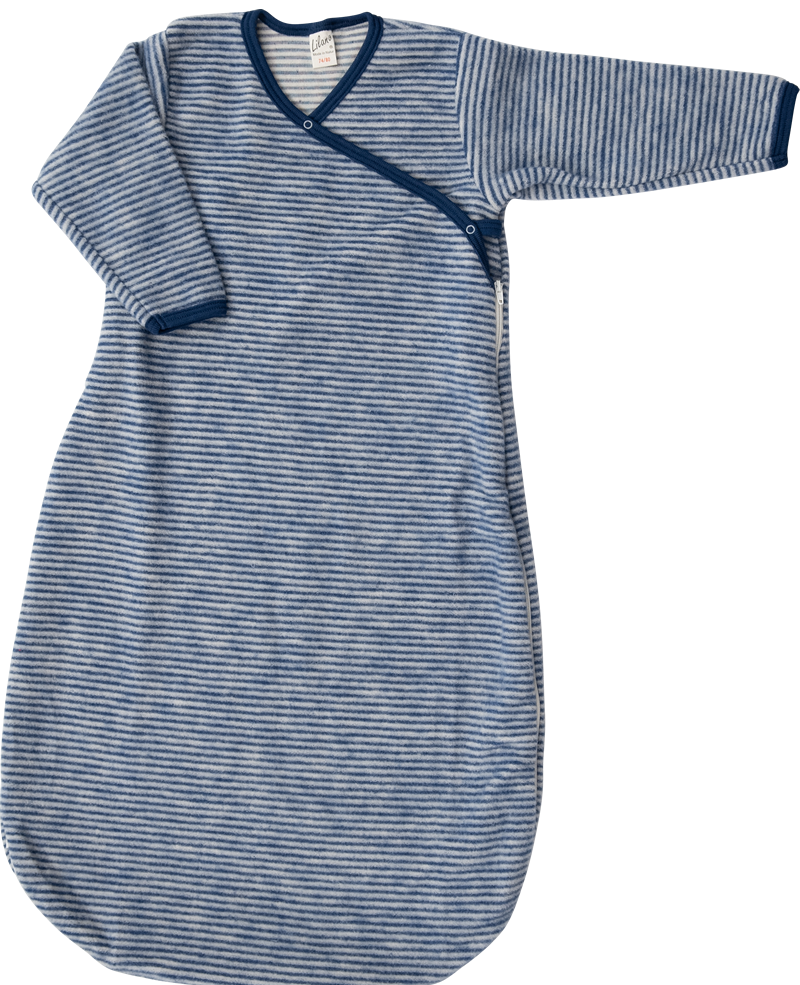 Lilano brushed woolen wrap around sleeping bag navy  striped