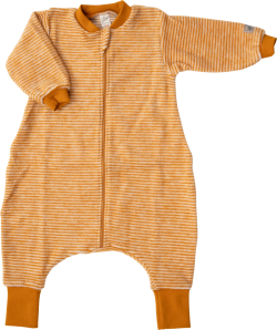 Lilano woolplush sleeping bag with feet navy striped