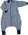 Lilano wolplush slaapzak met voetjes navy gestreept