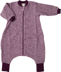 Lilano woolplush sleeping bag with feet purple striped
