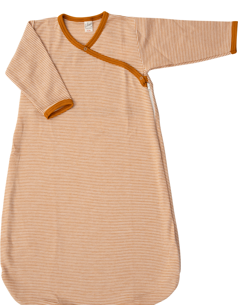 Lilano wool silk wrap around sleeping bag curry striped