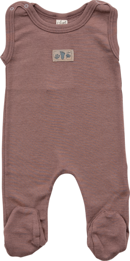 Lilano wolzijde trappelpakje met voeten mauve