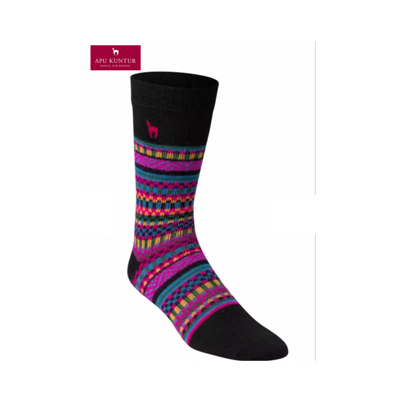 Apu Kuntur socks alpaca wool socks blue with motive