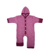 Cosilana woolcotton fleece suit with foldable gloves and booties wine red (48918)