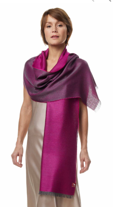 Apu Kuntur sjaal baby-alpaca zijde fuchsia