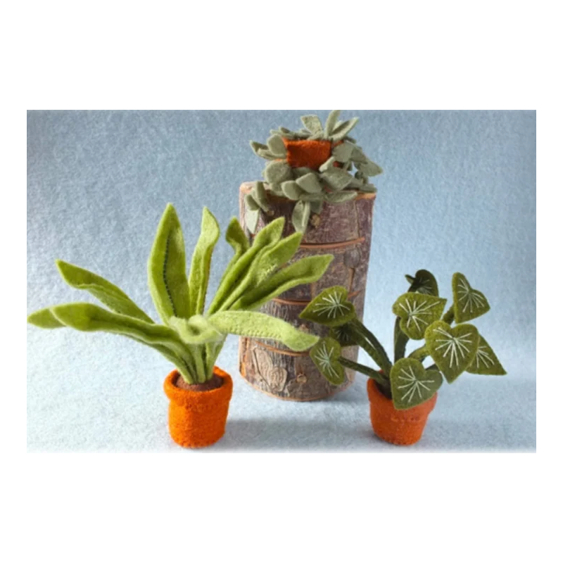 Atelier Pippilotta poppenhuis drie kamerplanten