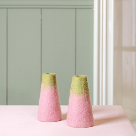 Sjaal met Verhaal vaas klein roze/groen