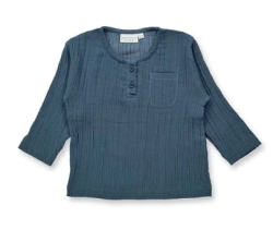 Sense Organics muslin longsleeve blauw-grijs Plin