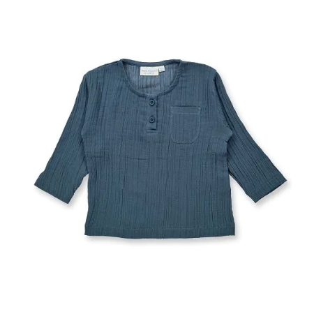 Sense Organics muslin longsleeve blauw-grijs Plin
