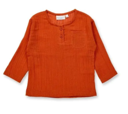 Sense Organics muslin longsleeve blauw-grijs Plin