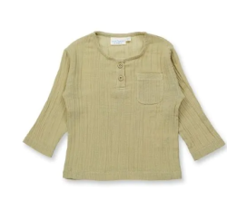 Sense Organics muslin longsleeve blauw-grijs Plin