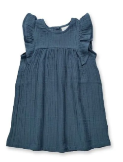 Sense Organics muslin jurk Franja blauwgrijs