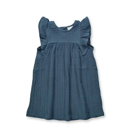 Sense Organics muslin jurk Franja blauwgrijs