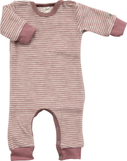 Lilano wollfrottee-fleece jumpsuit mauve gestreept