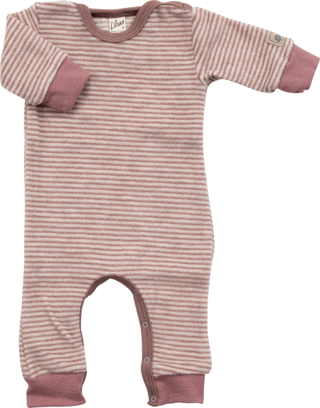 Lilano wollfrottee-fleece jumpsuit mauve gestreept