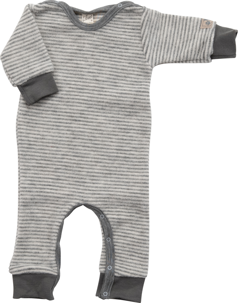 Lilano wollfrottee-fleece jumpsuit groen gestreept