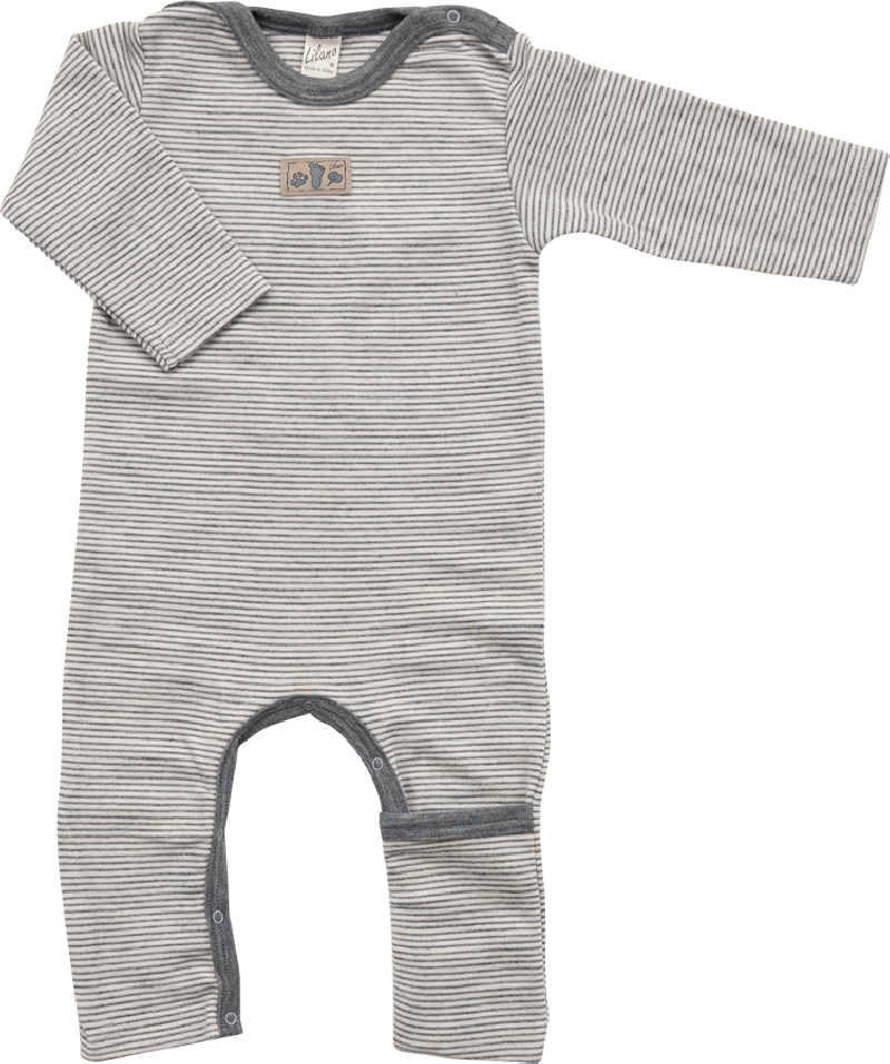 Lilano wolzijde jumpsuit met omslag grijs gestreept
