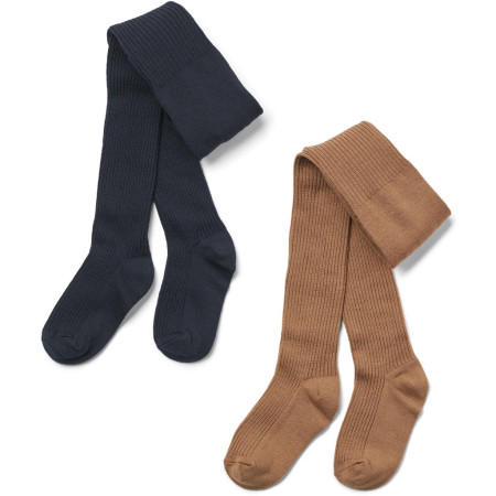 Wheat set of two woolen stockings navy and brown Robin